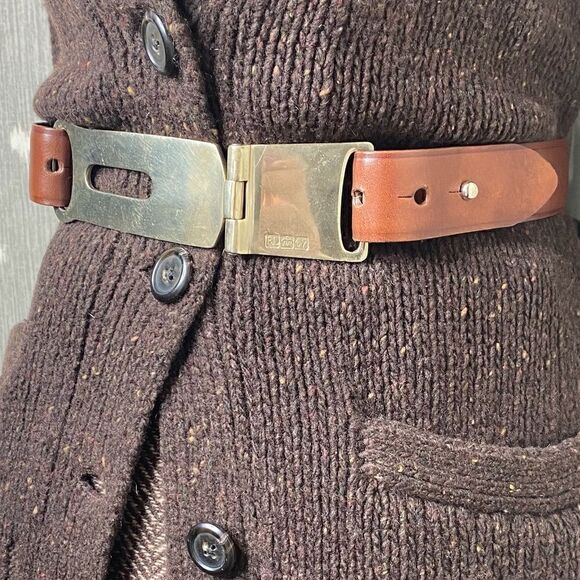 Ralph Lauren Anniversary Tan Bridle Hallmarked Silver-tone Hinged Buckle Belt main image 5